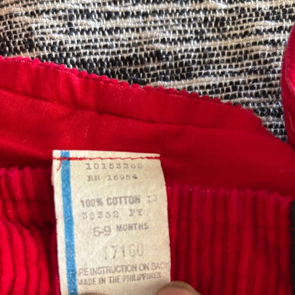 Red Corduroy Baby Overalls with Football Patch and Shoes - Picture 2 of 4